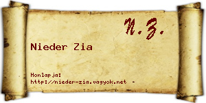 Nieder Zia névjegykártya